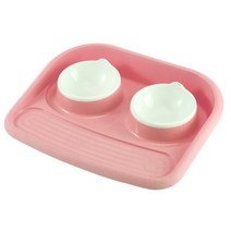 블럭마트 반려동물 식기 + 받침대, 핑크, 2개입