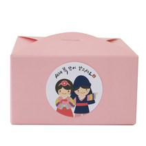 황씨네도시락 레이스박스 24p + 새해복스티커 소년소녀 24p, 핑크, 1세트