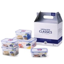 락앤락 클래식 3호 밀폐용기세트 HPL817S5, 1세트, 밀폐용기 350ml x 2p + 470ml x 2p + 1L