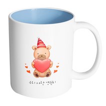 핸드팩토리 하트곰돌이 우리 사랑 영원히 머그컵, 내부 파스텔 블루, 1개