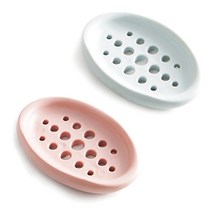 리버그린 파스텔 뽀송 비누받침, 핑크, 블루, 2개입
