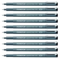스테들러 피그먼트 라이너 308 잉크펜 0.1mm, 블랙, 10개입