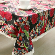 이코디 레트로팬 TC테이블보, 레드, 140 x 180 cm