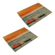 아울리빙 붉은여우 일상 식탁매트 2p, G, 42 x 32 cm