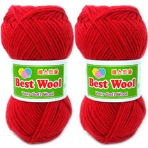 행복뜨기 베스트울 뜨개실 2p, 712 빨강, 2개