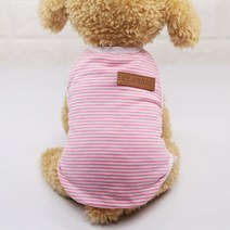 Dr.Mini 고양이&강아지 모던 코튼 스트라이프 티셔츠 2p, 핑크