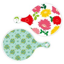 Loem 국화핑크화이트 원형 서빙 도마 2p 세트, 국화핑크화이트, 옥색넝쿨로즈, 1세트