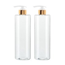 병도매닷컴 ATL500 투명 주방 디스펜서 범프 골드마개 공병, 500ml, 2개입