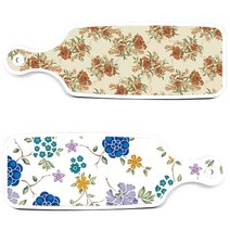 로엠디자인 서빙 도마 보드 2p 로맨틱 블루 floral 화이트 세트, 로맨틱 블루 floral 화이트, 두목색 플라워, 1세트