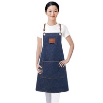 라인 블루진 유니폼 앞치마 벨트여밈, DN611, 1개