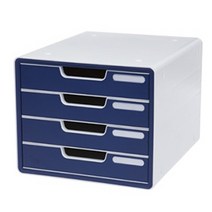 더라이프 디럭스 컬러 서류함, 네이비, 4단