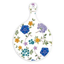 로엠디자인 양면 원형 서빙 도마 보드 로맨틱블루floral화이트, 오리, 1개