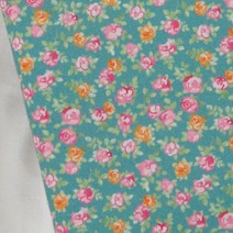 패브릭아트 순면100% 플라워패턴 원단 DTP 로즈 잔꽃 Q1256, 민트