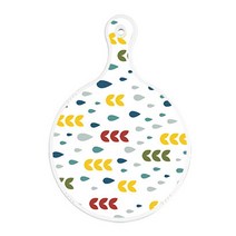 로엠디자인 양면 원형 서빙 도마 보드 빗물과새싹패턴, Happy사각패턴, 1개