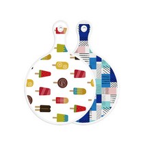 로엠디자인 양면 원형 서빙 도마 보드 하드, 청색체크, 1개