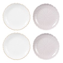 화이 선인장꽃 접시 화이트골드링 2p + 핑크 2p, 1세트, 단품