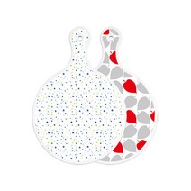 로엠디자인 양면 원형 서빙 도마 블루별, 레드그린낙옆, 1개