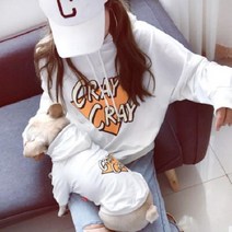 노랜드 CRAY 후드 강아지 + 견주 커플옷, 화이트