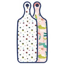 로엠디자인 블루에디션 서빙 양면 도마 보드 구관조핑크, 배색원형, 1개