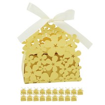도나앤데코 플라워 펀칭 답례품 상자 20p + 리본 20p, 옐로우(상자), 크림화이트(리본), 1세트