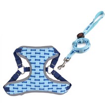 윰 반려동물 LED 하네스 세트 M, 블루, 1세트