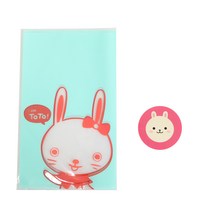 황씨네도시락 비접착 야미봉투 토끼 100p + 애니멀 원형 스티커 랜덤 발송 100p, 1세트