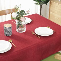 DM 알럽홈 린넨 방수 테이블 보, 와인레드, 100 x 140 cm