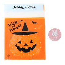 황씨네도시락 접착할로윈 호박모자 쿠키봉투 30p + 토끼 친구야 맛있게 먹어 스티커 30p, 1세트
