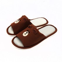 라인프렌즈 체크 거실화 브라운