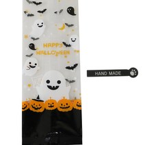 황씨네도시락 할로윈 유령M 쿠키봉투 30p + 스티커발바닥 핸드메이드 블랙 30p, 1세트