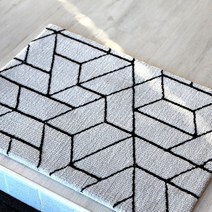 라샘 패턴 스타일 욕실 발매트, 베이지그레이