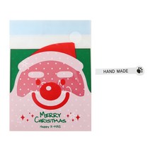 황씨네도시락 접착 그린산타 쿠키봉투 100p + 발바닥핸드메이드 스티커 화이트 100p, 1세트