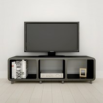 큐빅스 2 TV장식장 삼이 3단 봉 S, all블랙