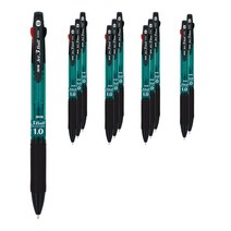 자바펜 초저점도 3색 유성 제트3볼 볼펜 1.0mm, 민트, 12개입