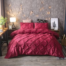 예은침장 집게주름 롬버스 이불커버 + 베개커버 2p, 실크레드