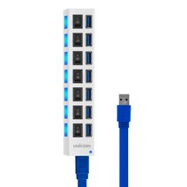 유니콘 USB3.0 7포트 허브 각포트 전원버튼 XH-Q5, Silver