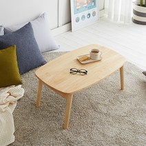 즐거운집 노를란 사각 라운드 접이식 원목테이블 소형, 내추럴