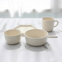 쓰임 마리벨 1인 홈식기세트 5p, 크림화이트, 공기 + 대접 + 머그컵 400ml + 육각접시 중 + 수저받침, 1세트