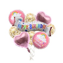 윰스 레인보우친구 생일파티 풍선장식세트, 핑크, 1세트