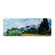 트리 사이프러스가 있는 보리밭 마우스패드 대형 80 x 30 cm, 혼합 색상, 1개
