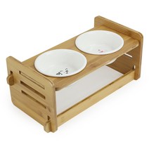 밤부 디너 높이조절 반려동물 식기세트 볼크기 13.7cm 2구 EZ02, 혼합 색상, 1세트