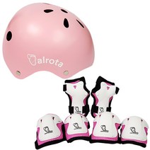 발로타 유아동용 헬멧 조절형   보호대 세트, 핑크