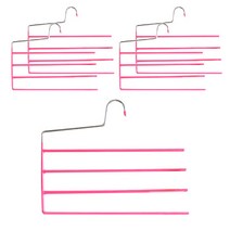 데코즈인 코팅 바지걸이 4단, 핑크, 5개입