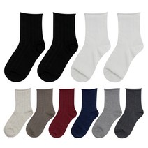 이지레그 여성용 돌돌이 라인골지 양말 10켤레 혼합 (블랙2+아이보리2+베이지1+차콜1+브라운1+버건디1+네이비1+그레이1)