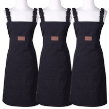 바이데코 순면 워싱 옥스포드 캔버스 앞치마, 블랙, 3개