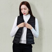 로이몬스터 여성용 패딩조끼 가로줄 V넥 231111