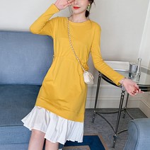 베베랜드 허리주름 리본 수유 임산부 원피스