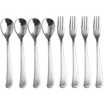 마일드실버 티스푼 + 포크 세트, 4세트, 티스푼 4p  +  포크 4p