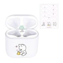 오버액션 토끼 에어팟 철가루 방지 스티커, 화이트, 1개