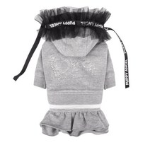 퍼피엔젤 디바 프릴 후드 반려동물 트랙스커트 PA-DR220, 95 GRAY